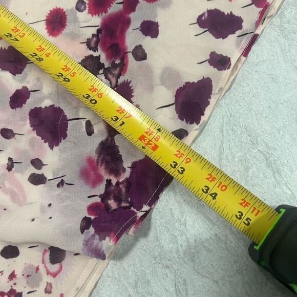 Calvin Klein Pink Floral Tie‎ Front Short Sleeve Semi Sheer Top Plus Size 3X - Picture 14 of 15